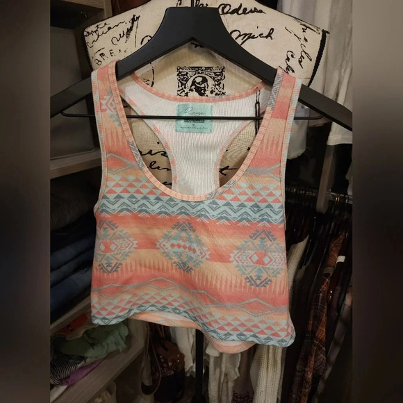 Rock & Roll Cowgirl Pastel Aztec Crop Top - Picture 1 of 4